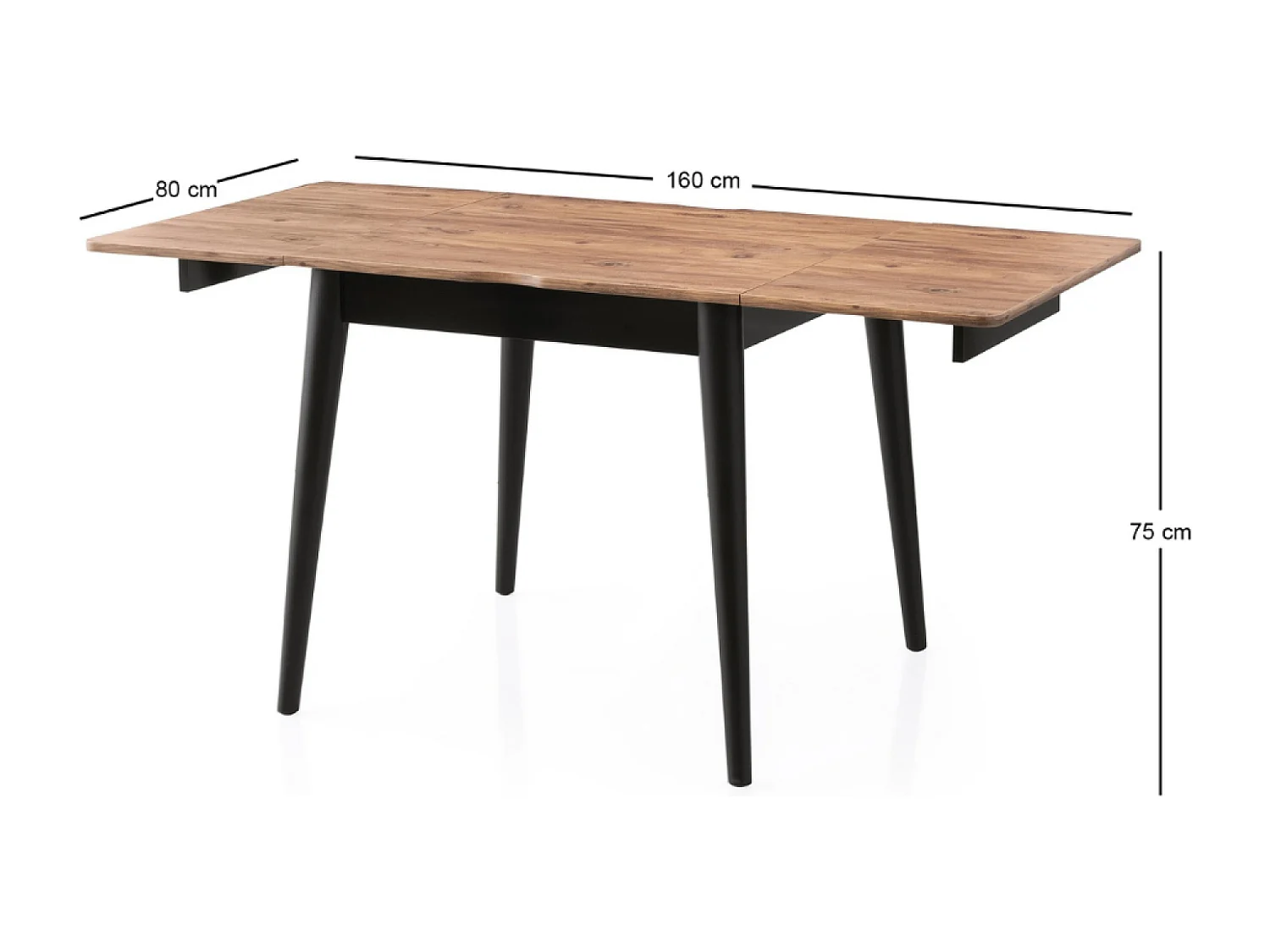 Mesa de jantar extensível para 4 pessoas efeito mármore preto 80 cm estilo industrial