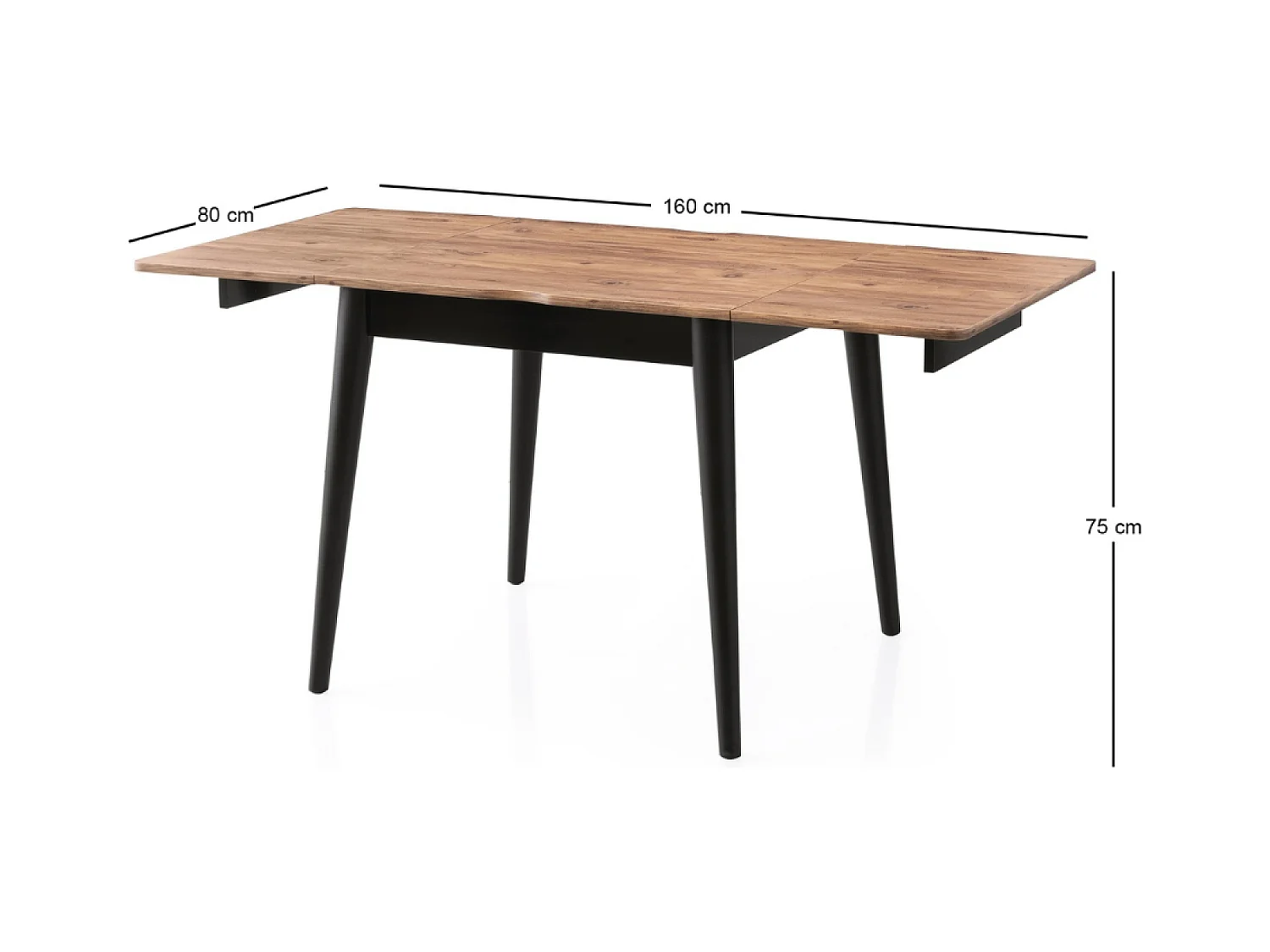 Table à manger extensible 4 personnes style industriel bois et noir 80 cm PALLINI