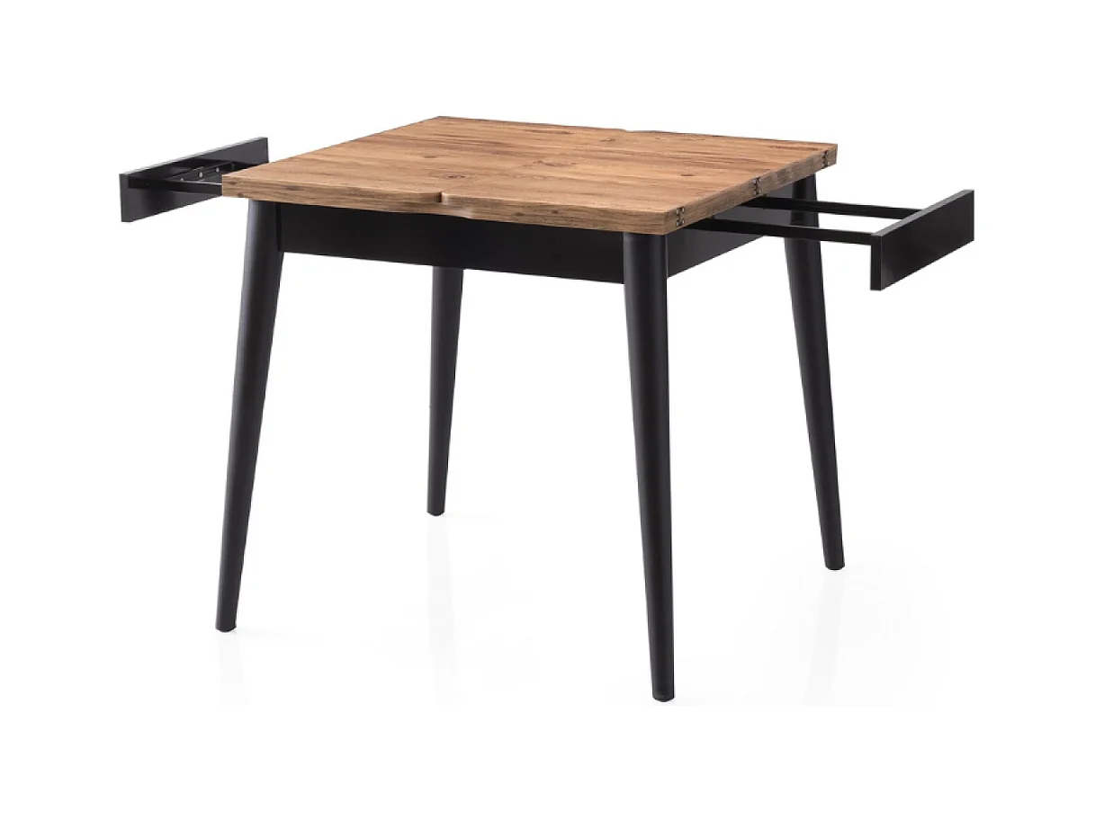 Table à manger extensible 4 personnes style industriel bois et noir 80 cm PALLINI