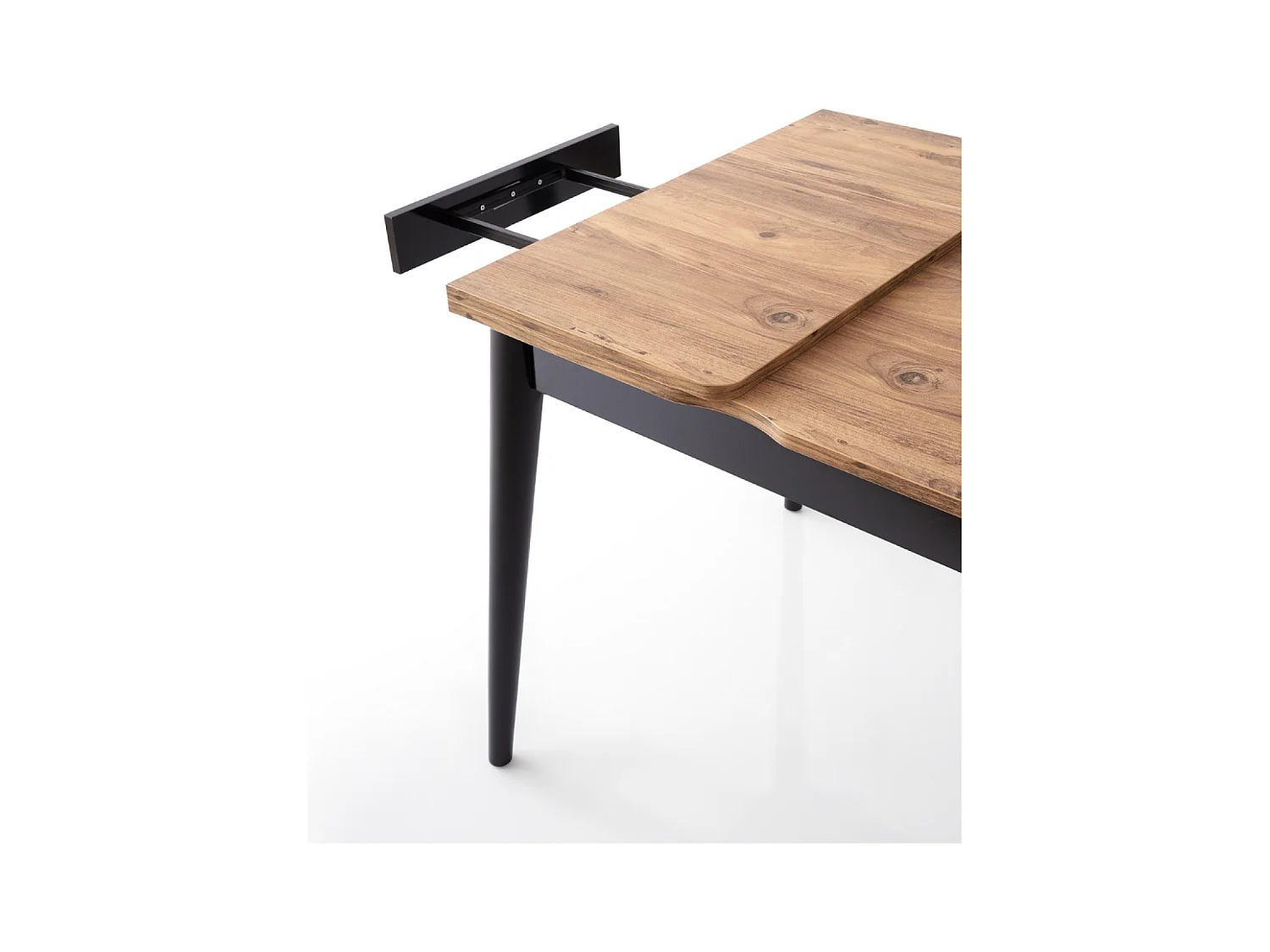 Table à manger extensible 4 personnes style industriel bois et noir 80 cm PALLINI