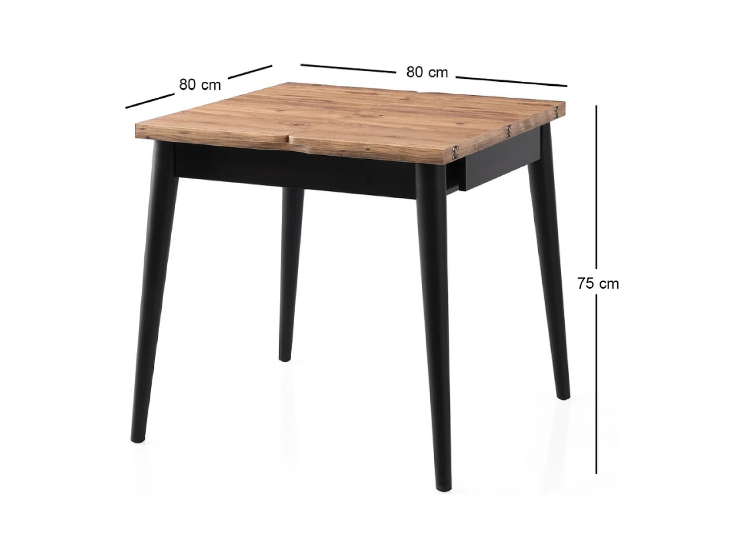 Table à manger extensible 4 personnes style industriel bois et noir 80 cm PALLINI