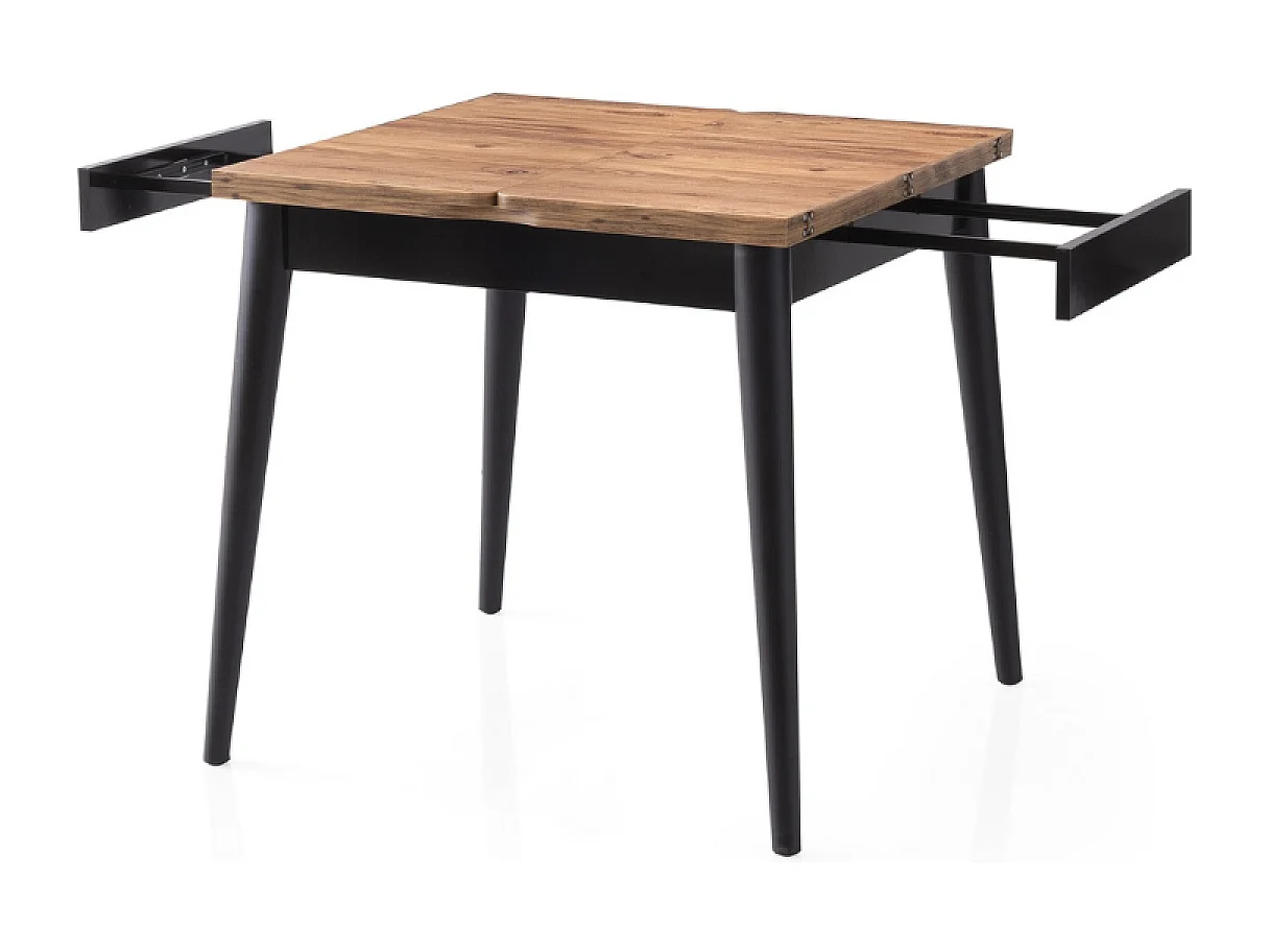 Table à manger extensible 4 personnes style industriel bois et noir 80 cm PALLINI