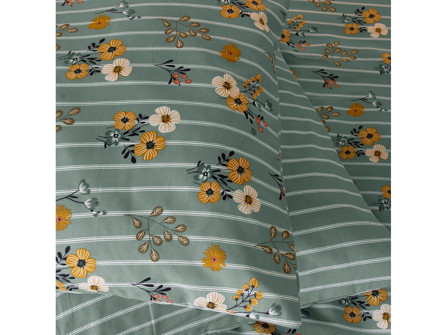 Parure de lit 240x220 cm FLORINETTE microfibre à rayures motif florale