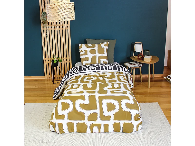 Parure de lit 2 pièces 140x200 cm BAKA 100% microfibre motif abstrait