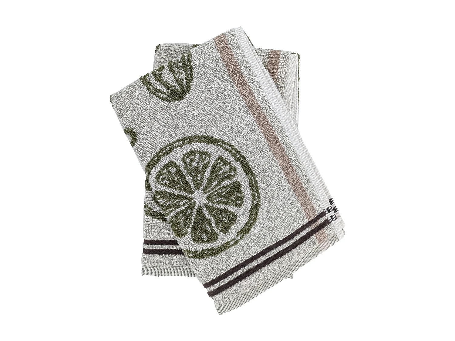 Lot de 2 torchons de cuisine éponge VEG 50x50 cm vert Olive