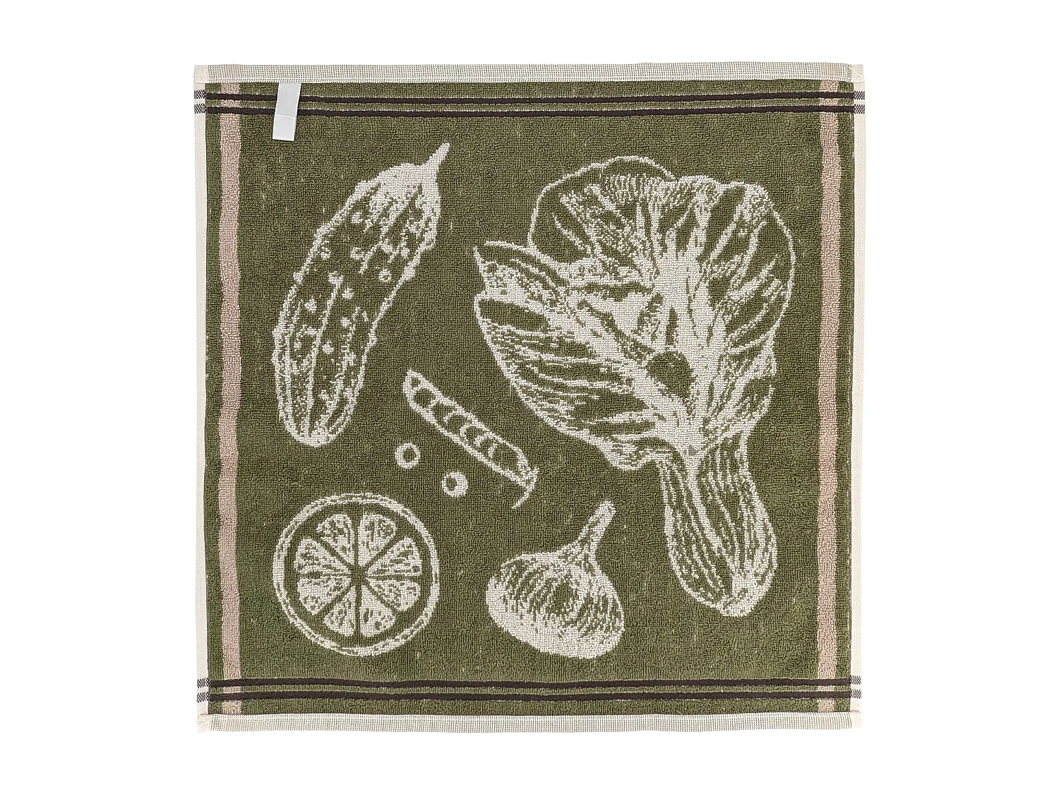 Lot de 2 torchons de cuisine éponge VEG 50x50 cm vert Olive