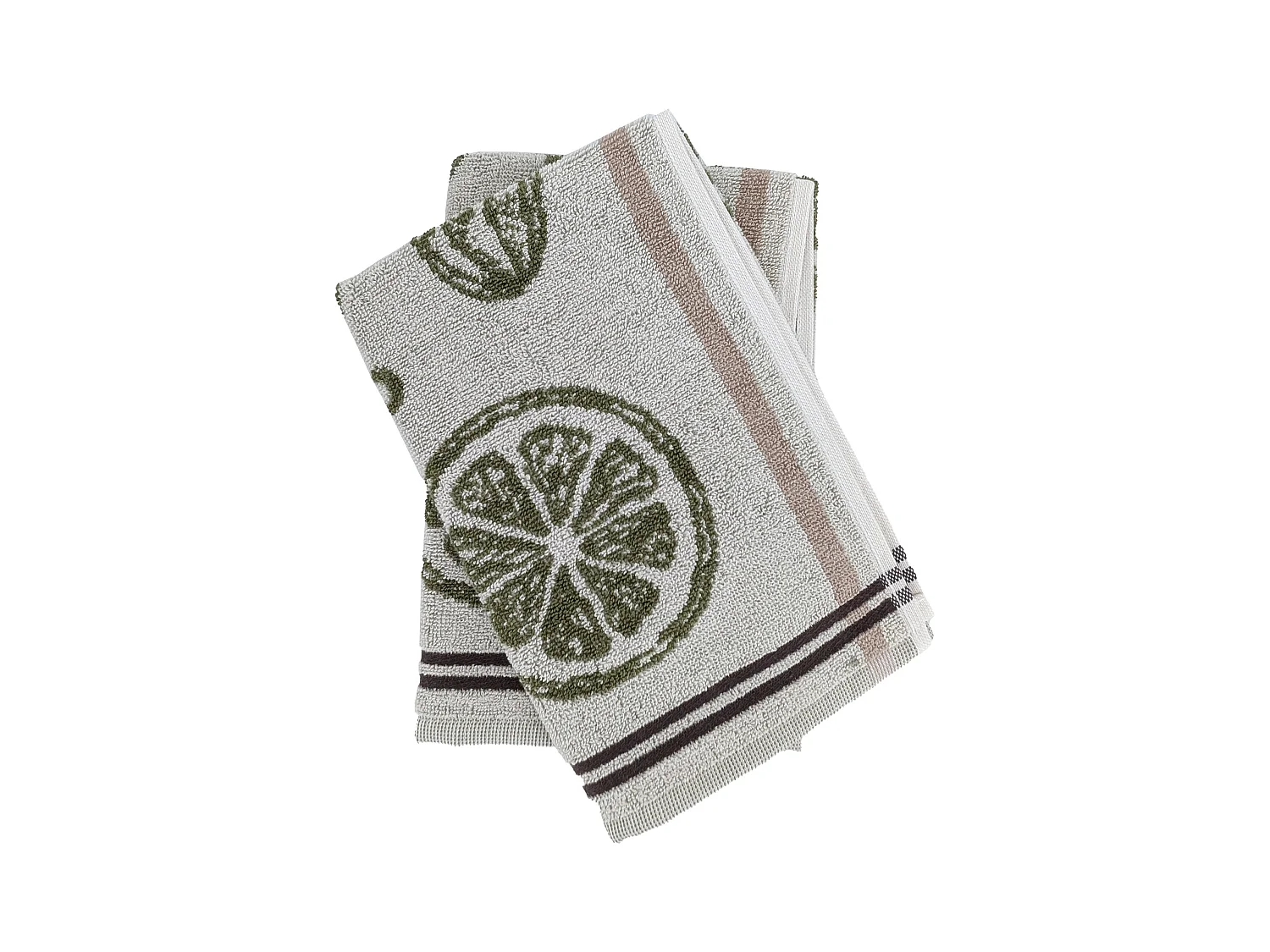 Lot de 2 torchons de cuisine éponge VEG 50x50 cm vert Olive