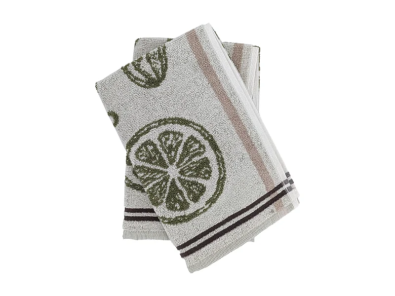 Lot de 2 torchons de cuisine éponge VEG 50x50 cm vert Olive