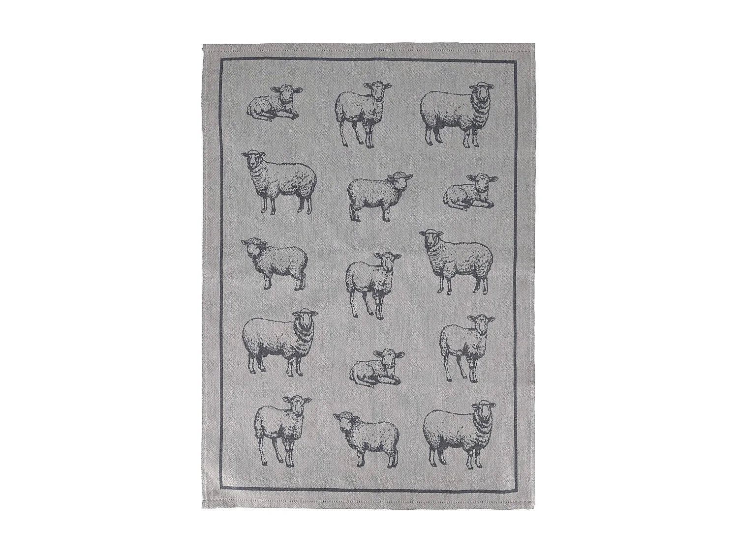 Lot de 2 torchons de cuisine 50x70 cm coton FRIENDS motif moutons gris