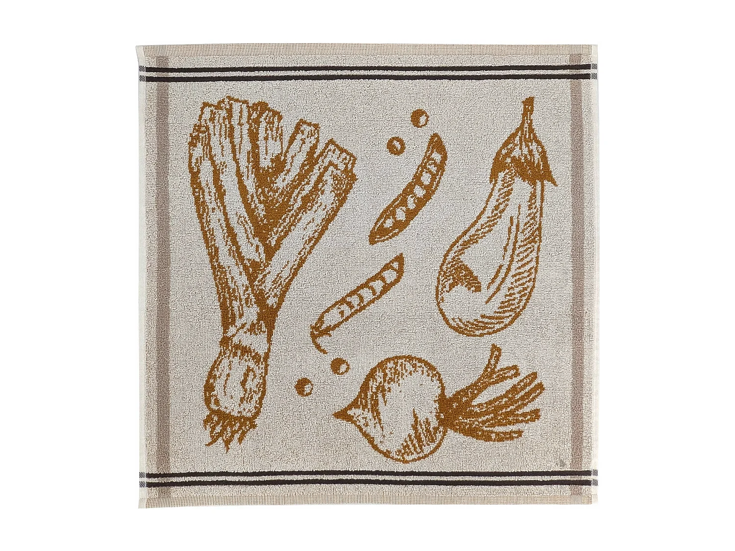 Lot de 2 torchons de cuisine éponge VEG 50x50 cm jaune Moutarde