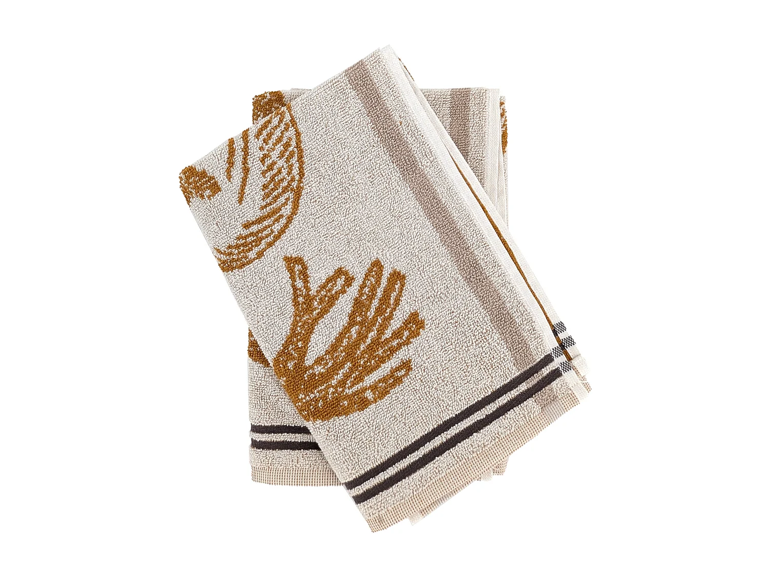 Lot de 2 torchons de cuisine éponge VEG 50x50 cm jaune Moutarde