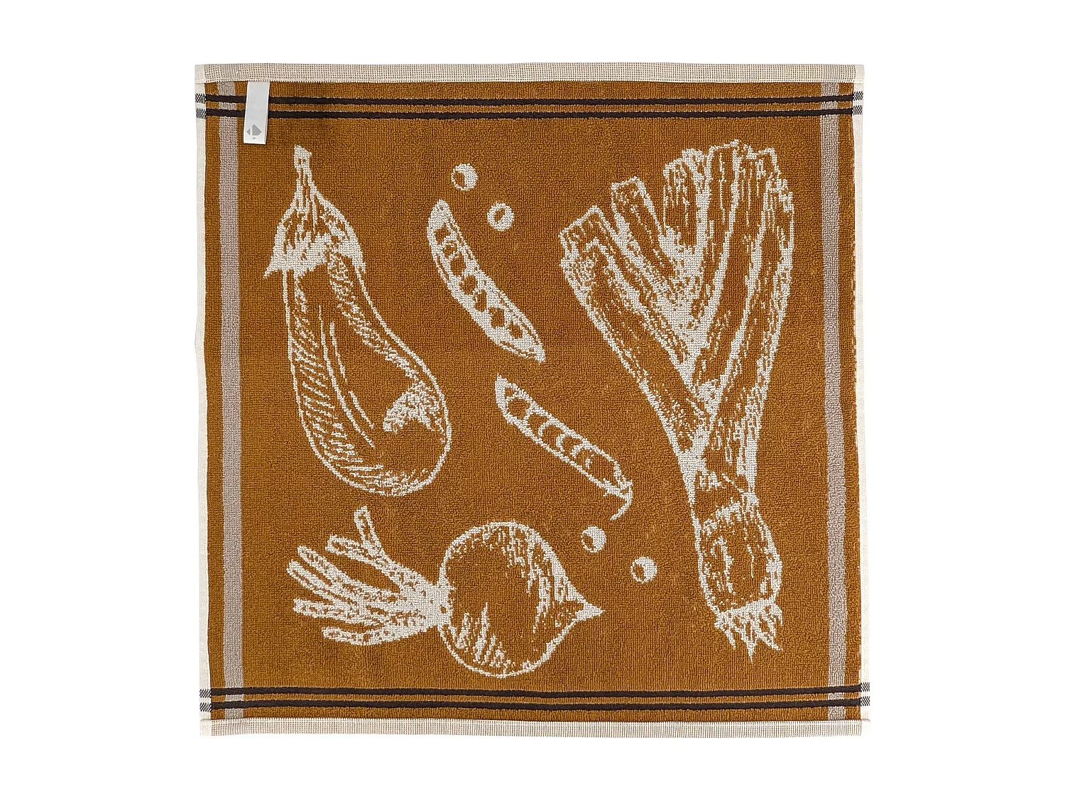 Lot de 2 torchons de cuisine éponge VEG 50x50 cm jaune Moutarde