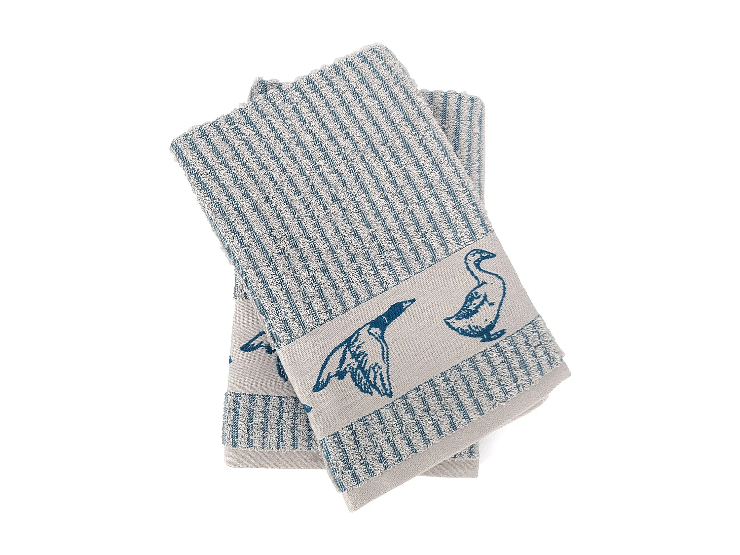 Lot de 2 torchons de cuisine 50x50 cm coton FRIENDS motif canards bleu