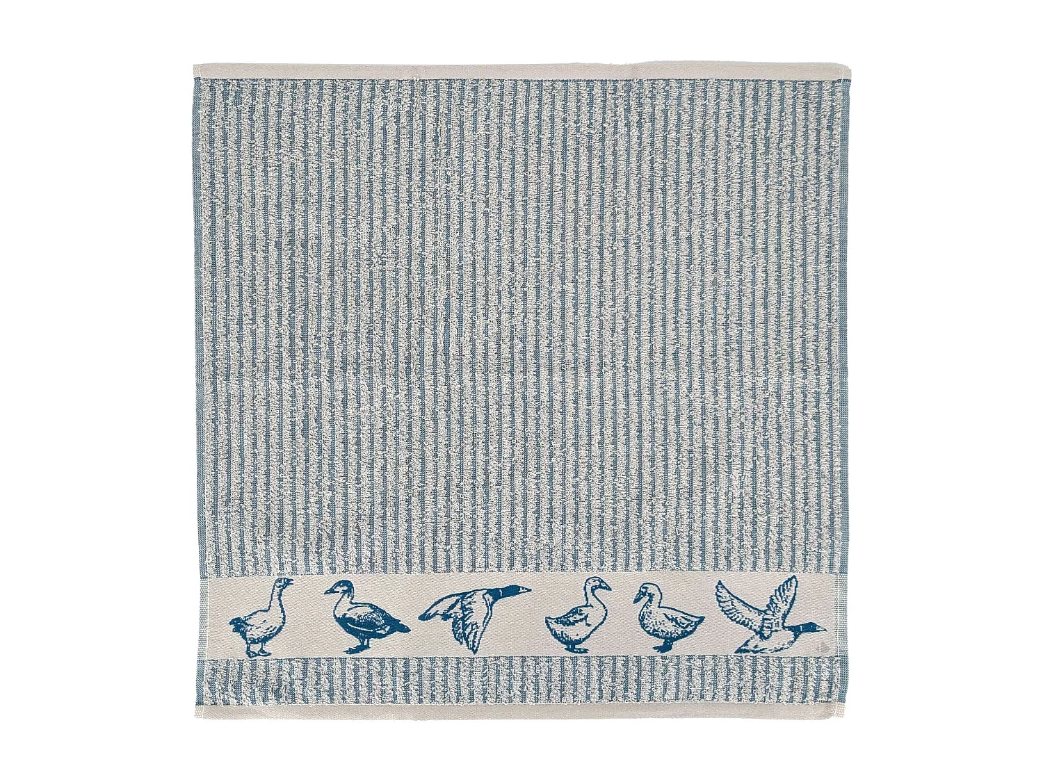 Lot de 2 torchons de cuisine 50x50 cm coton FRIENDS motif canards bleu