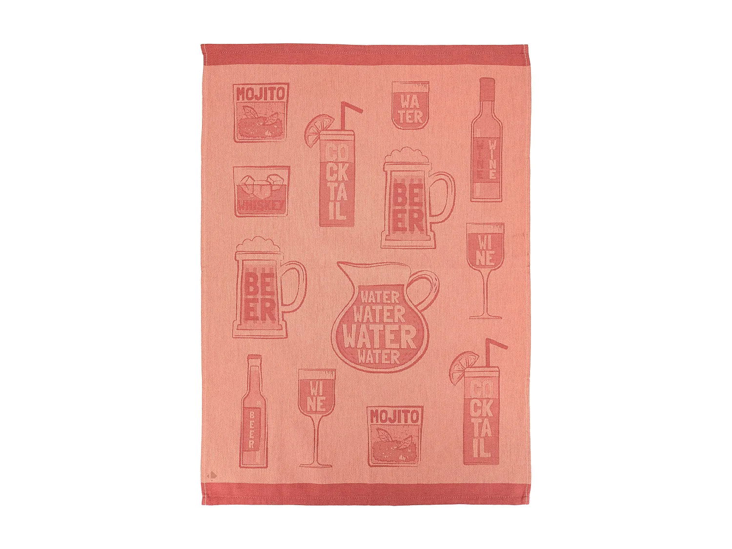 Lot de 2 torchons de cuisine toile DRINK 50x70 cm orange Terracotta