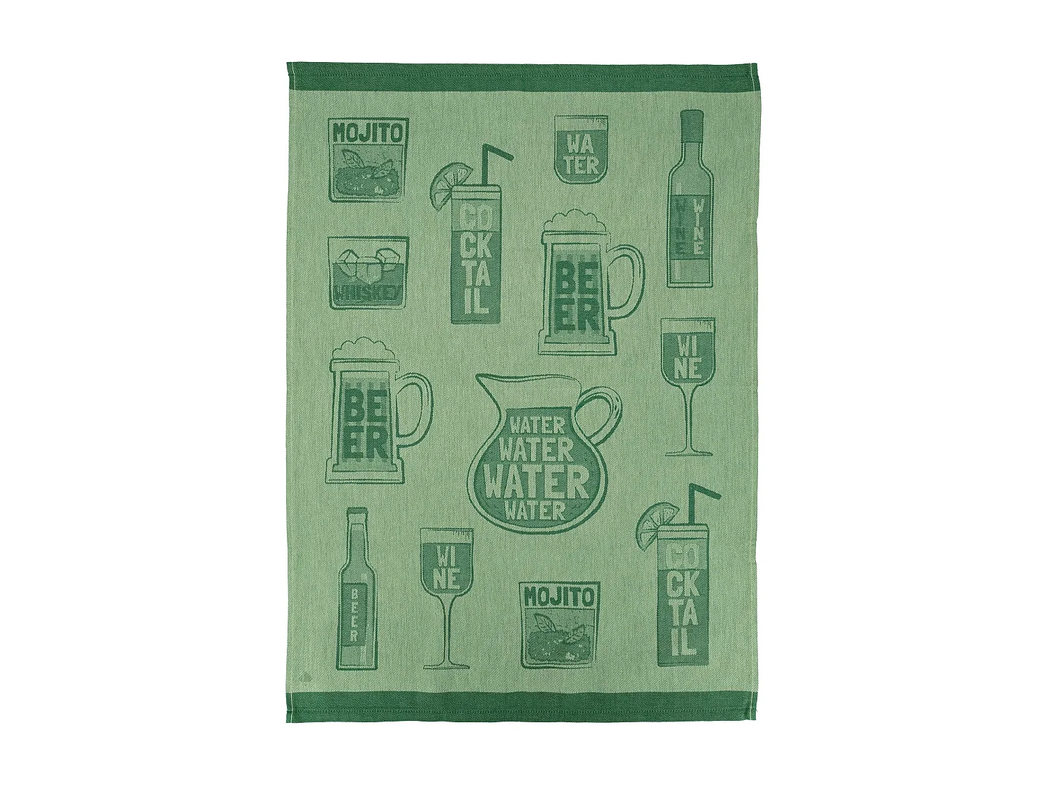 Lot de 2 torchons de cuisine toile DRINK 50x70 cm vert Menthe