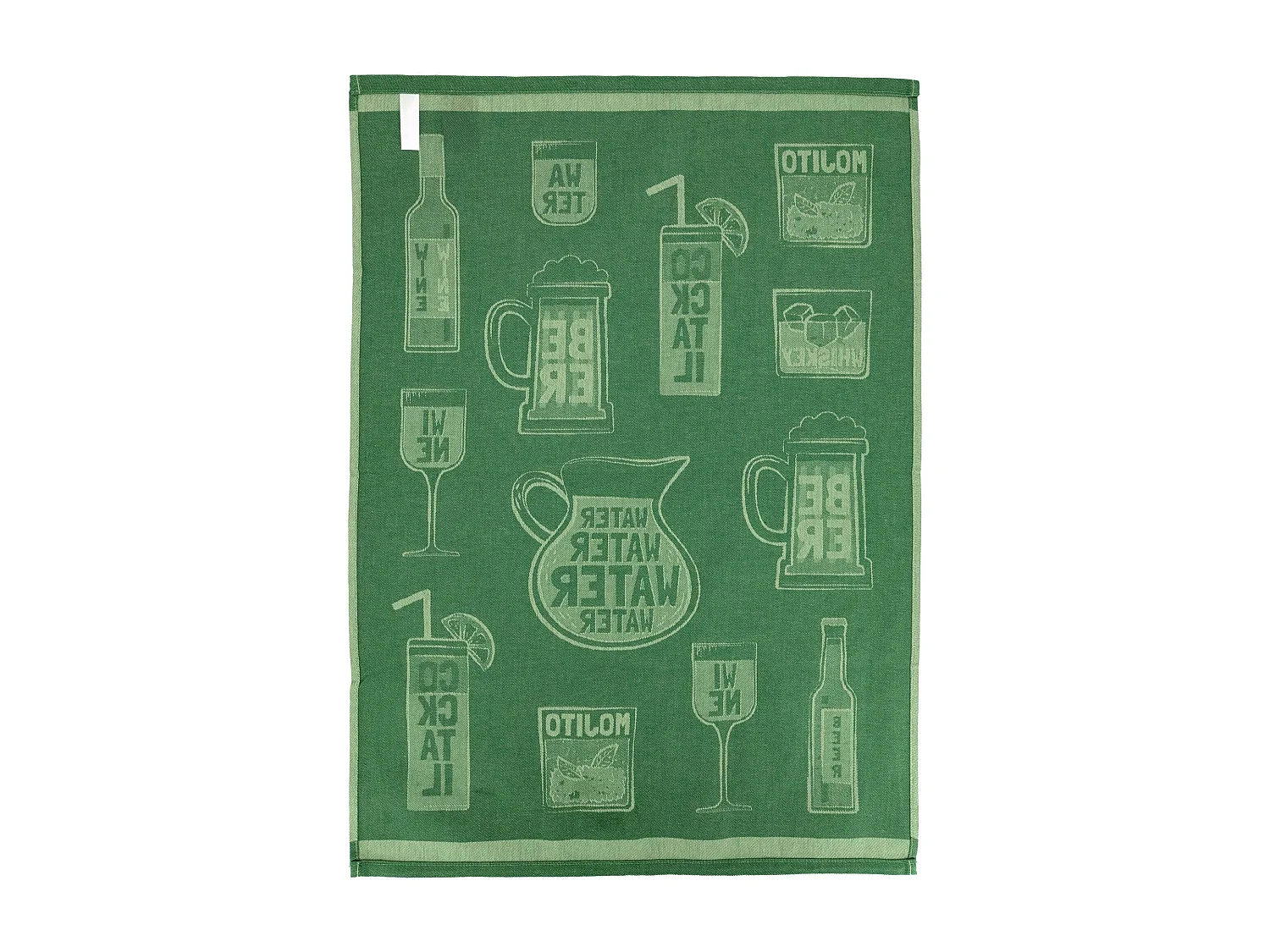Lot de 2 torchons de cuisine toile DRINK 50x70 cm vert Menthe