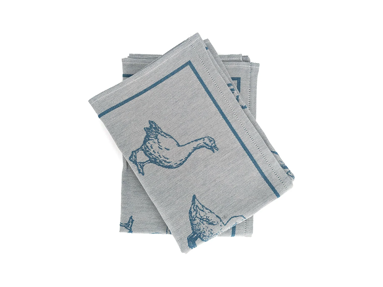 Lot de 2 torchons de cuisine 50x70 cm coton FRIENDS motif canards bleu