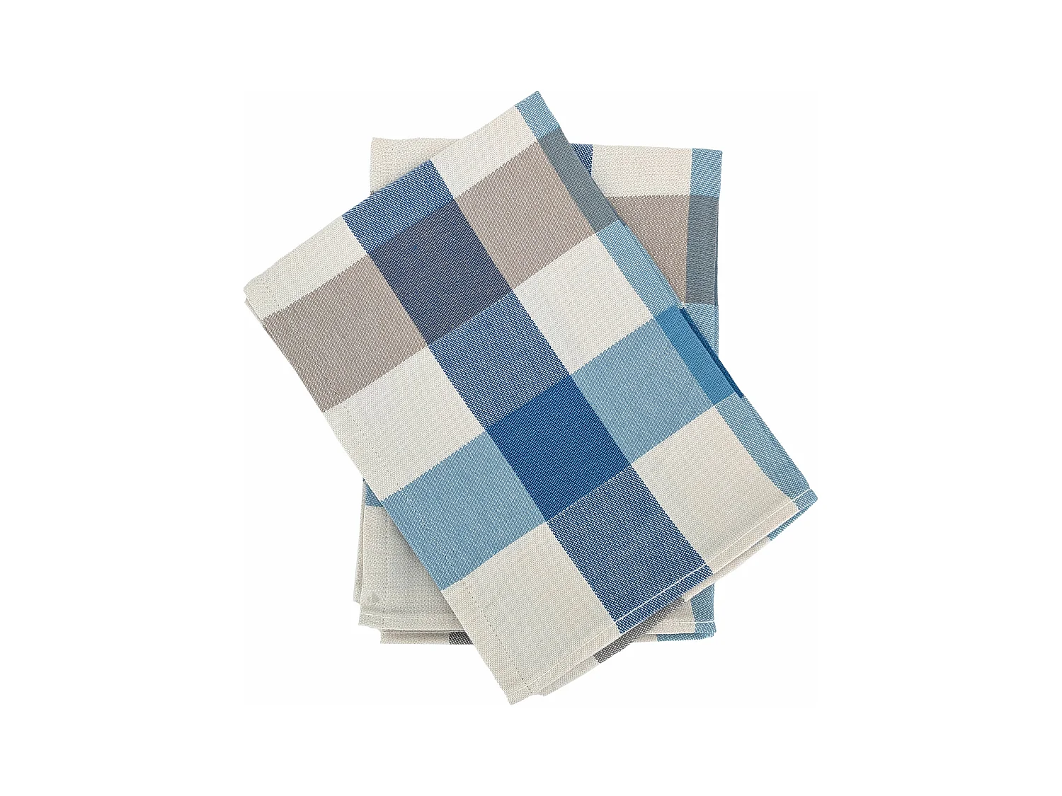 Lot de 2 torchons de cuisine toile TERRA 50x70 cm vichy bleu