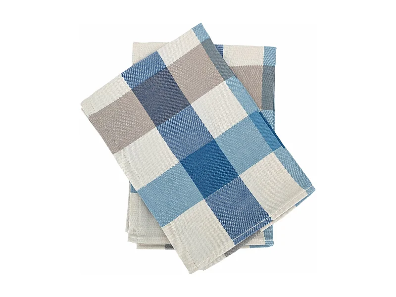 Lot de 2 torchons de cuisine toile TERRA 50x70 cm vichy bleu