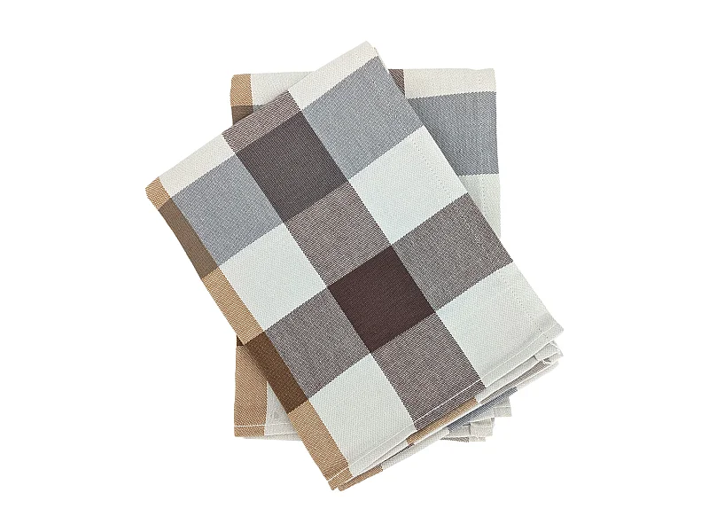 Lot de 2 torchons de cuisine toile TERRA 50x70 cm vichy marron Camel