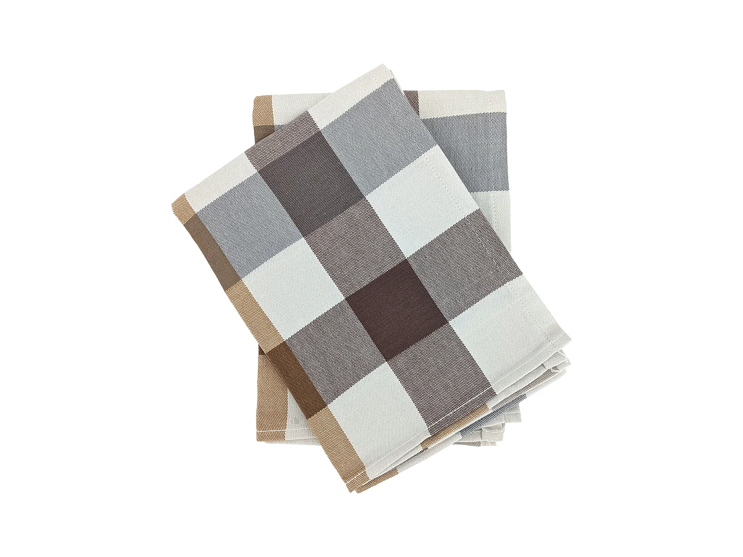 Lot de 2 torchons de cuisine toile TERRA 50x70 cm vichy marron Camel