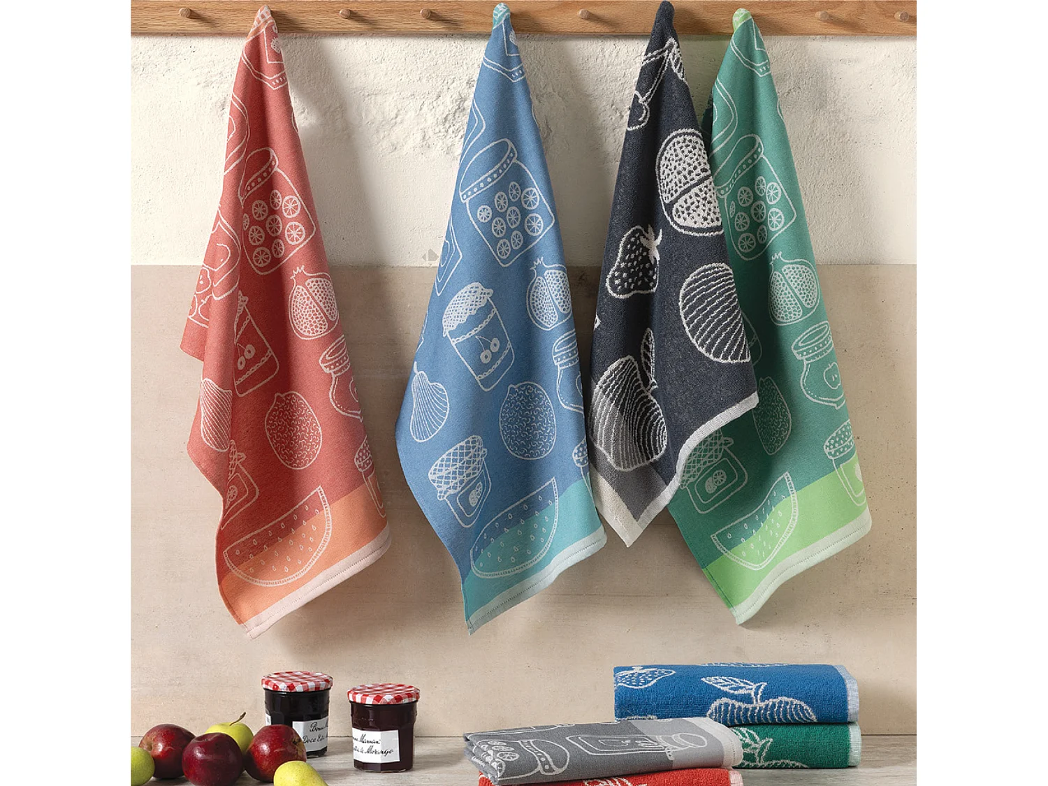 Lot de 2 torchons de cuisine toile FRUITFUL 50x70 cm gris Acier