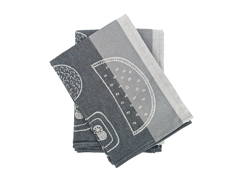 Lot de 2 torchons de cuisine toile FRUITFUL 50x70 cm gris Acier