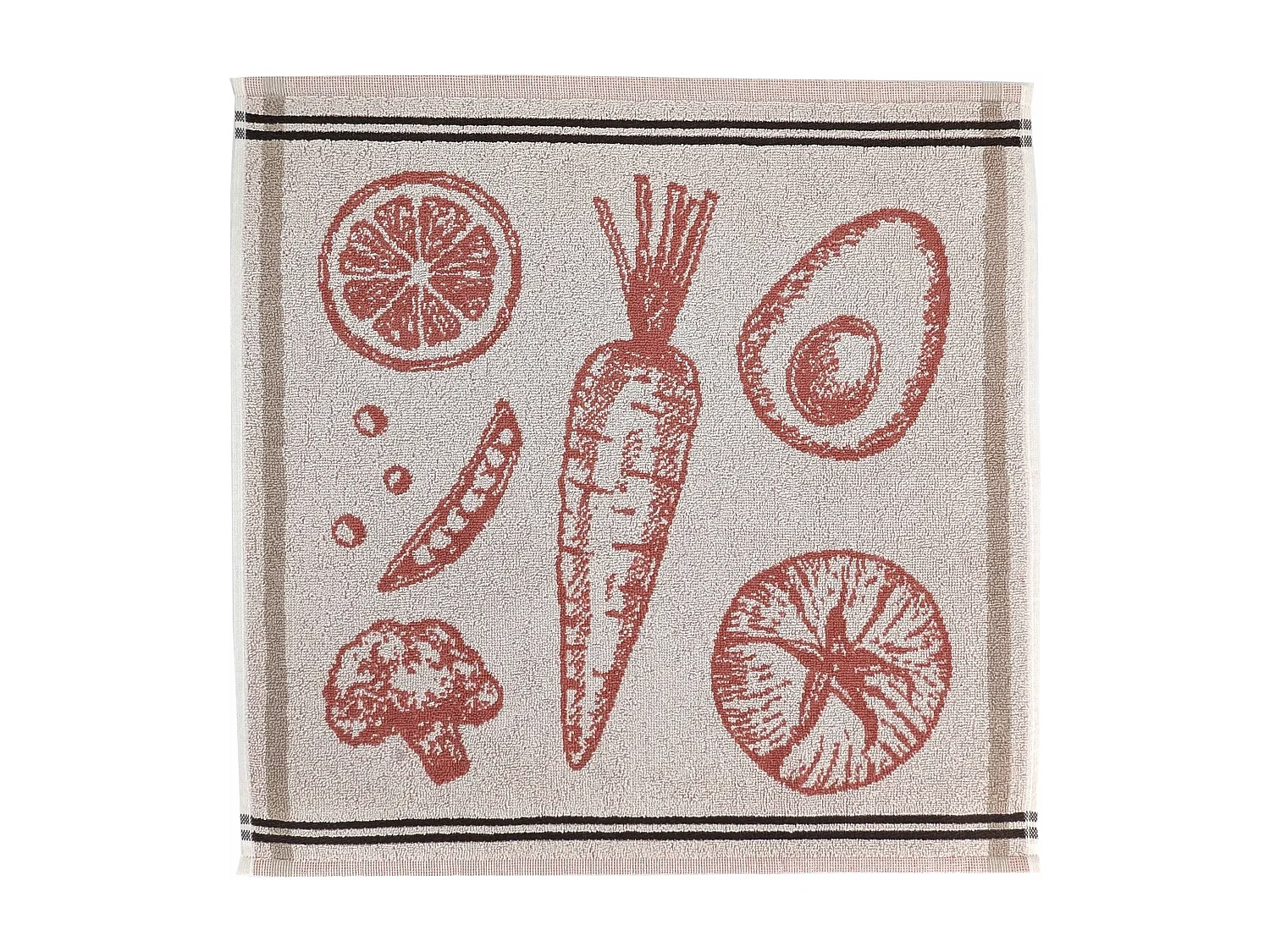 Lot de 2 torchons de cuisine éponge VEG 50x50 cm rouge Brique