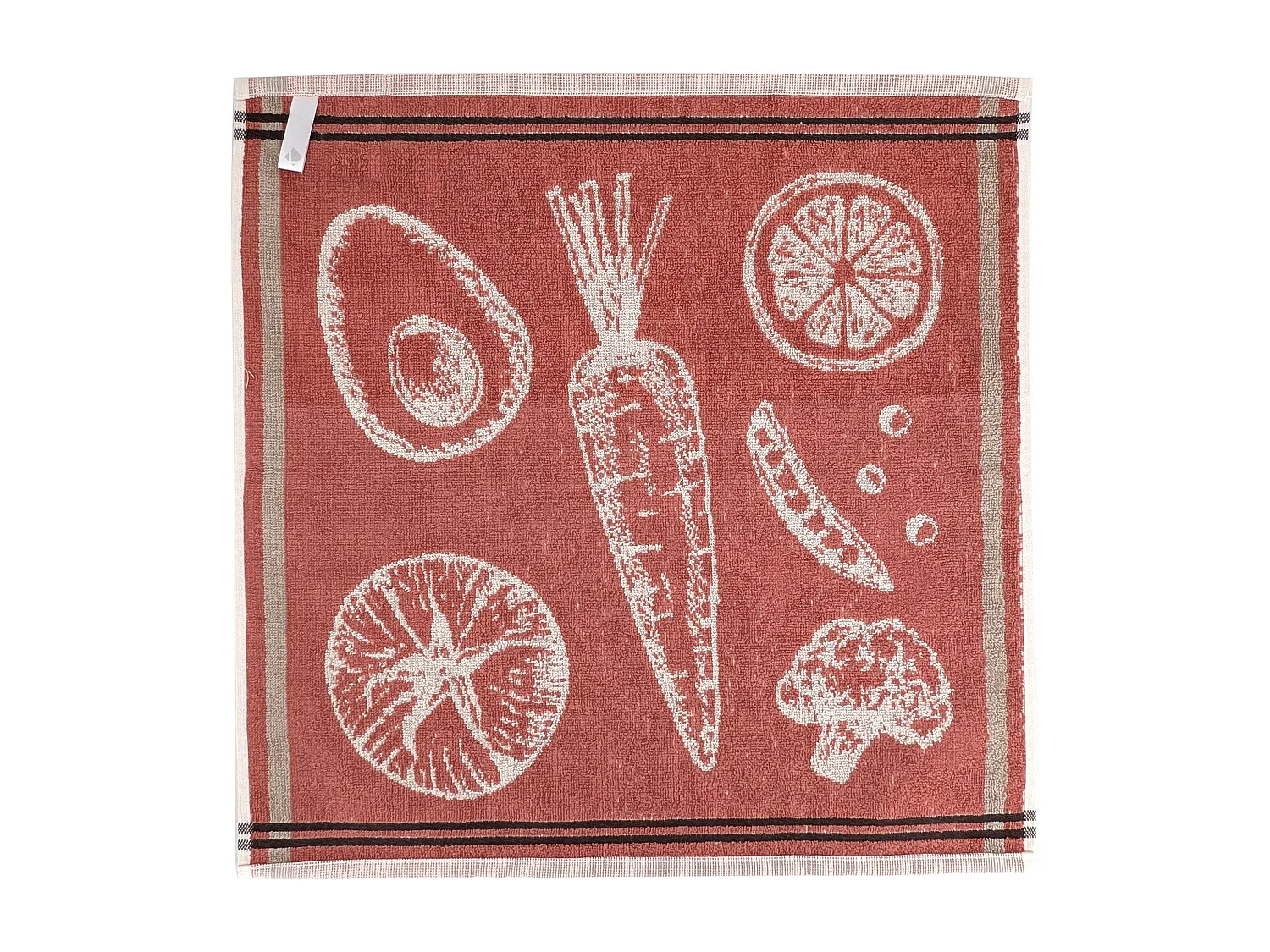 Lot de 2 torchons de cuisine éponge VEG 50x50 cm rouge Brique