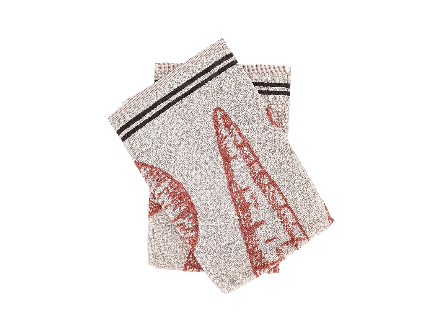 Lot de 2 torchons de cuisine éponge VEG 50x50 cm rouge Brique