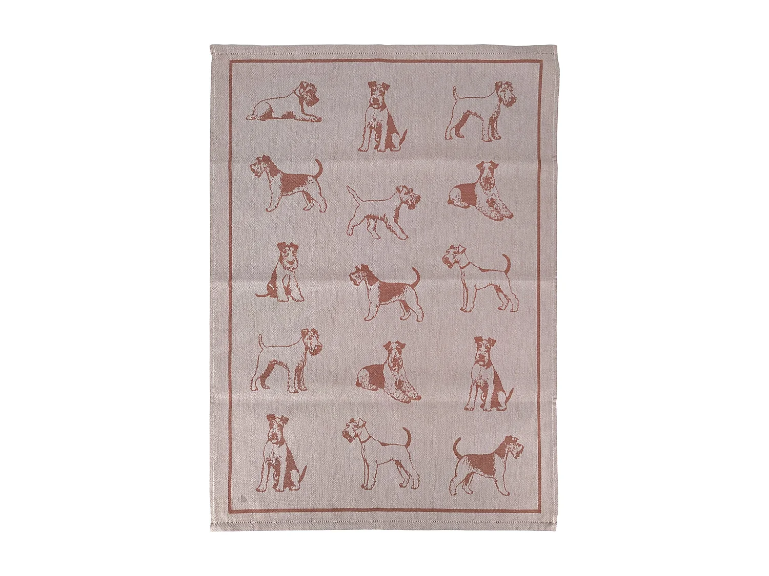 Lot de 2 torchons de cuisine 50x70 cm coton FRIENDS motif chien marron