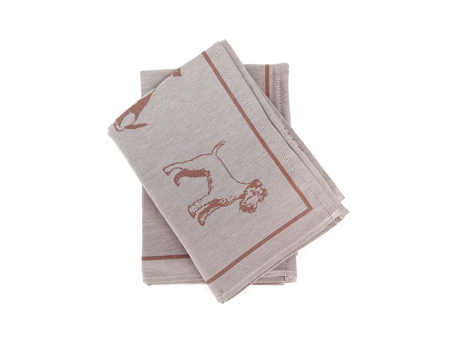Lot de 2 torchons de cuisine 50x70 cm coton FRIENDS motif chien marron