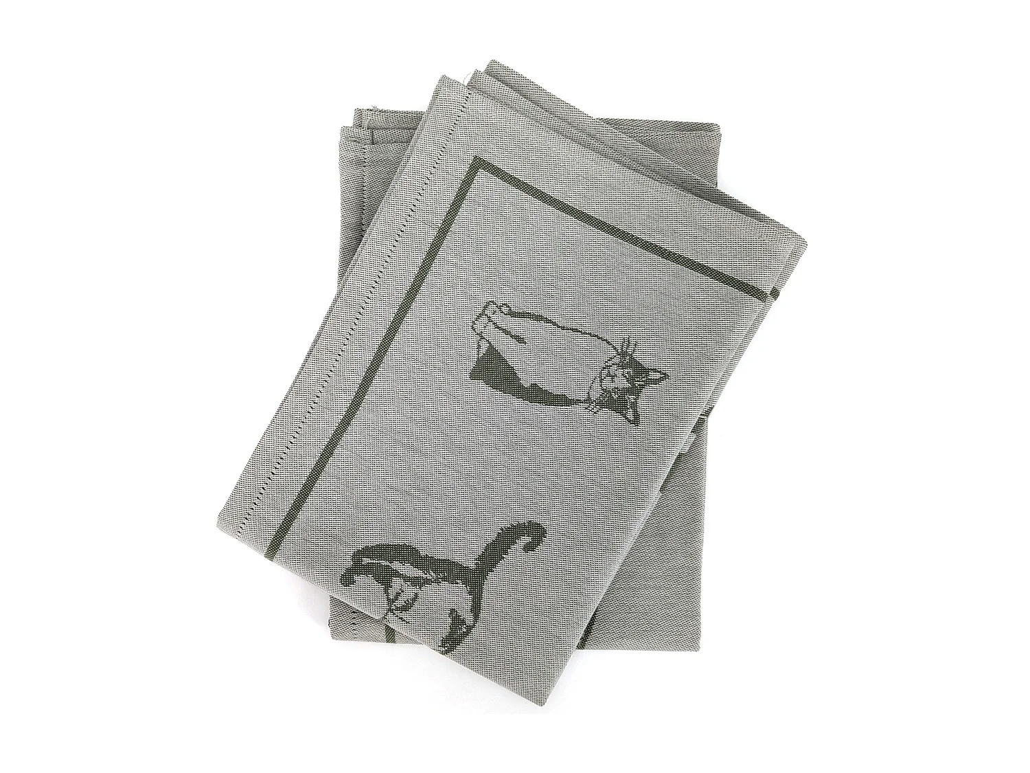 Lot de 2 torchons de cuisine 50x70 cm coton FRIENDS motif chats vert