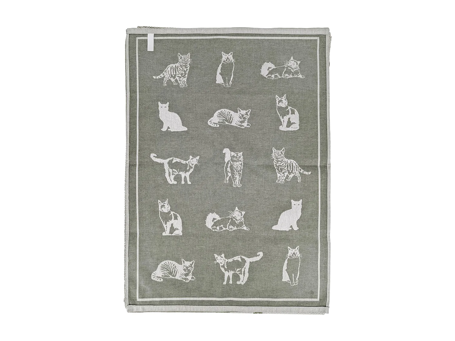 Lot de 2 torchons de cuisine 50x70 cm coton FRIENDS motif chats vert