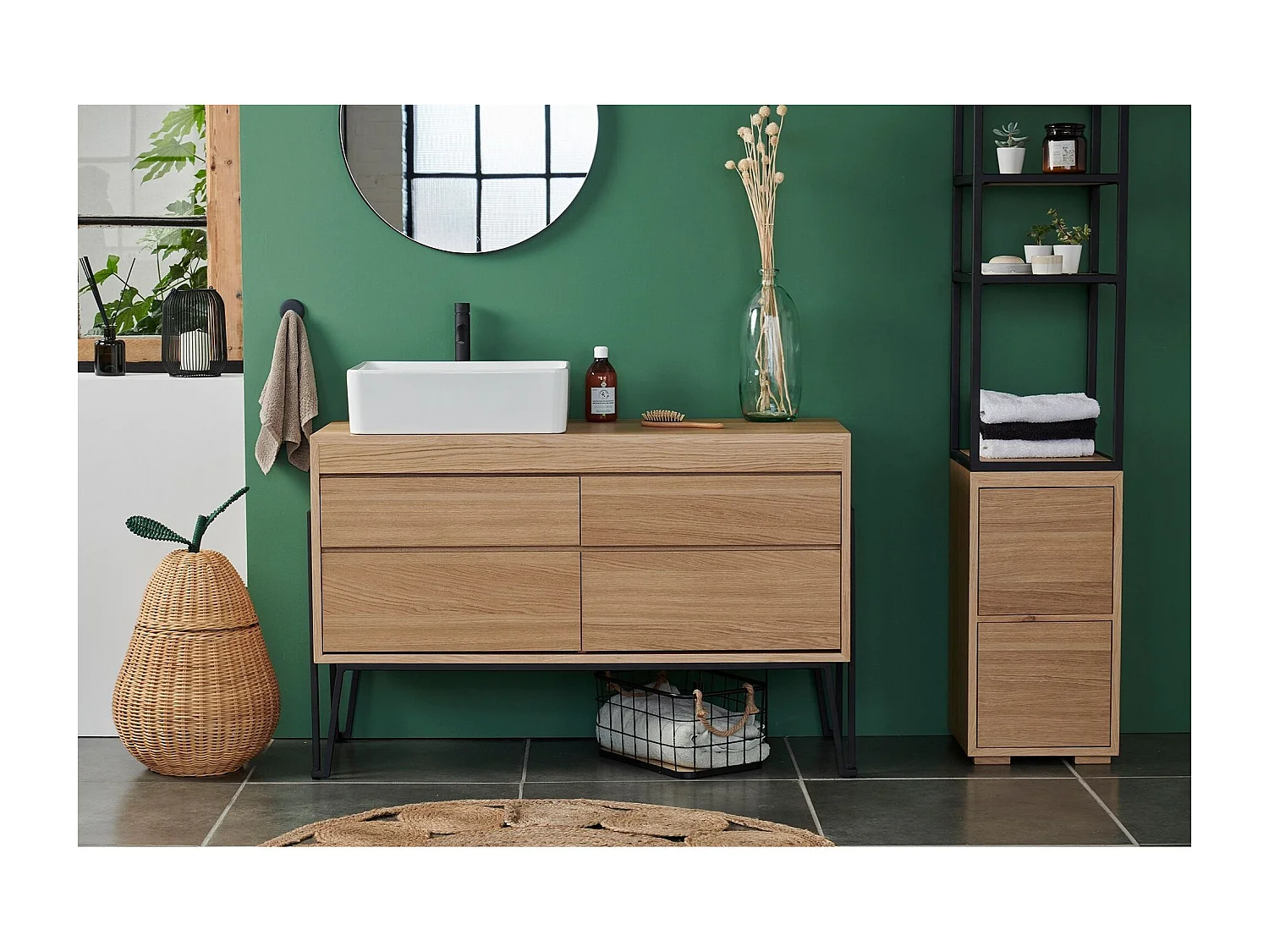 Meuble sous vasque en bois et métal 4 tiroirs L120 - BRIGHTON