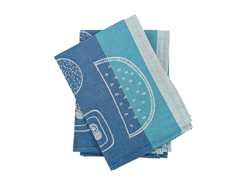 Lot de 2 torchons de cuisine toile FRUITFUL 50x70 cm bleu