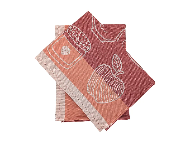 Lot de 2 torchons de cuisine toile FRUITFUL 50x70 cm orange Terracotta