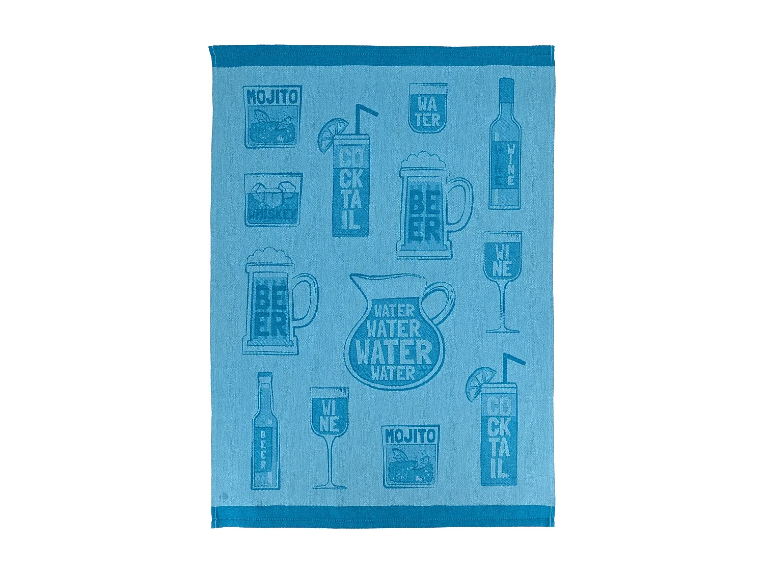 Lot de 2 torchons de cuisine toile DRINK 50x70 cm bleu