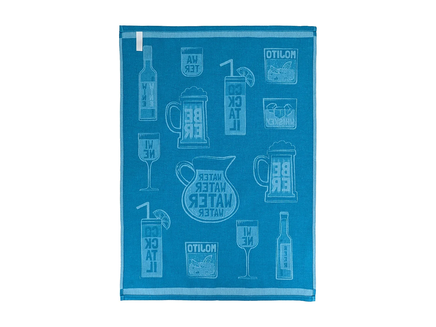 Lot de 2 torchons de cuisine toile DRINK 50x70 cm bleu