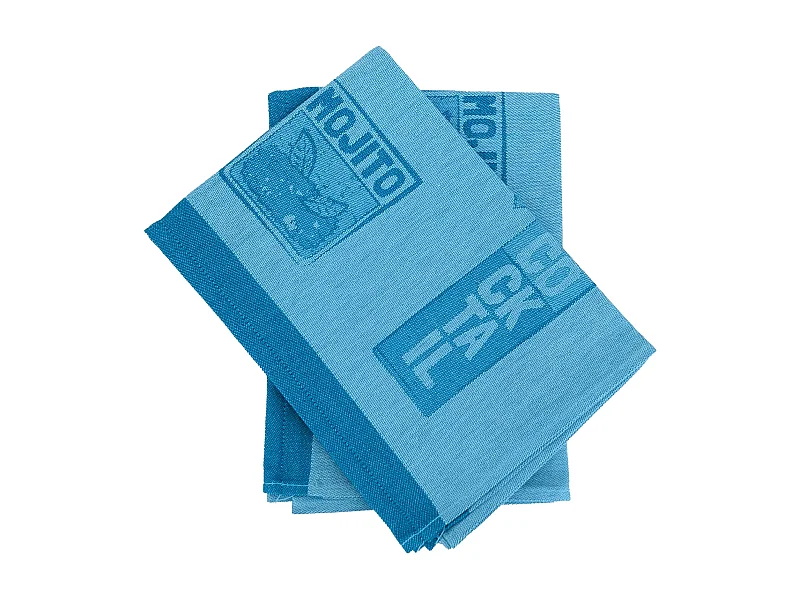 Lot de 2 torchons de cuisine toile DRINK 50x70 cm bleu