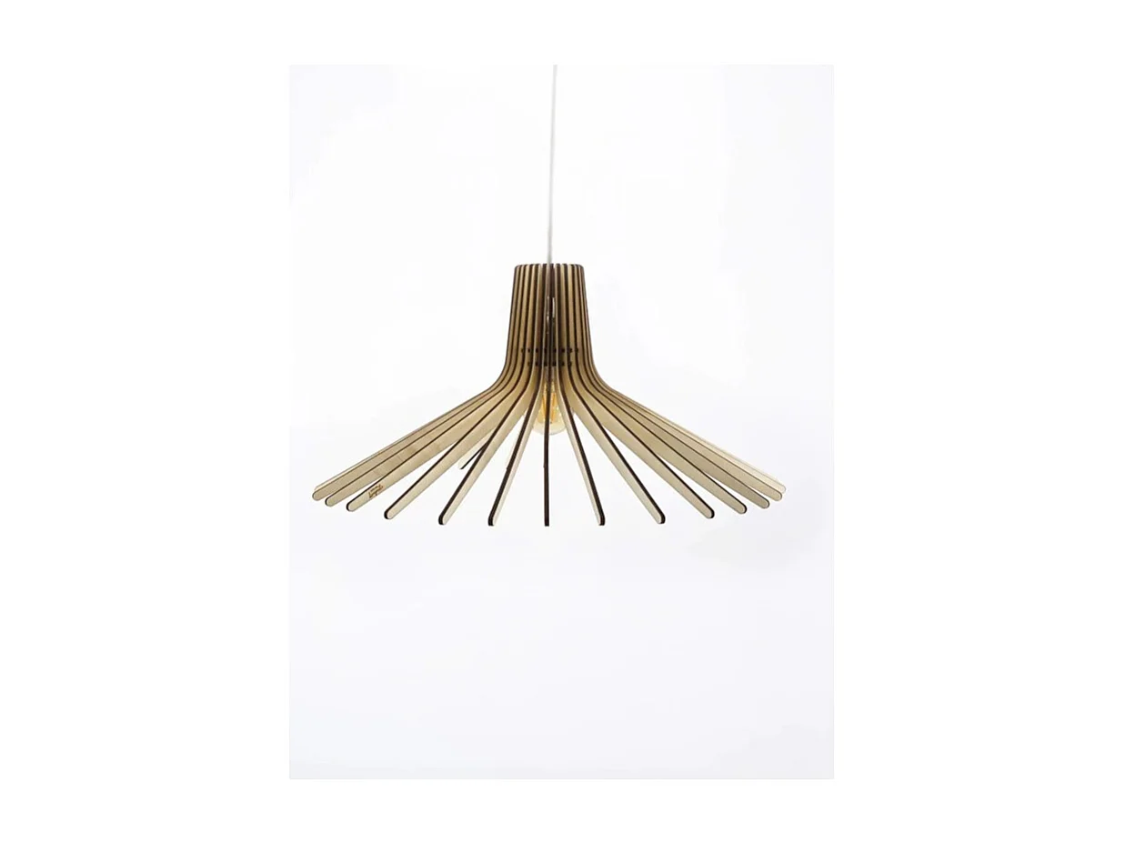 Suspension Led bois Azur - Atelier Loupiote