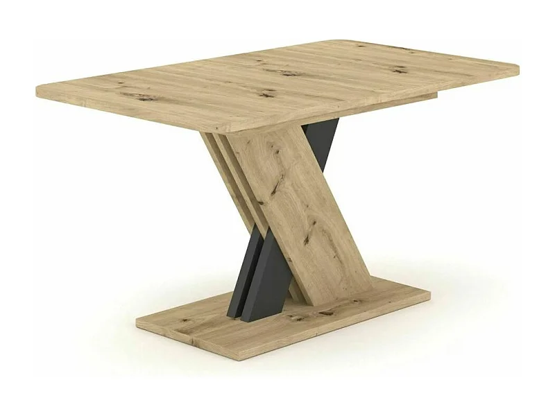 Table à manger extensible "Exel" - Marron clair/Gris - L 140 x H 76 cm
