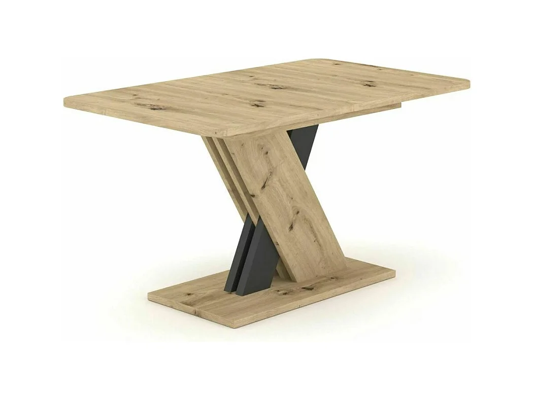 Table à manger extensible "Exel" - Marron clair/Gris - L 140 x H 76 cm