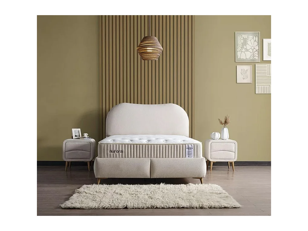 Lit Aurora /160x200/Tissu/Beige