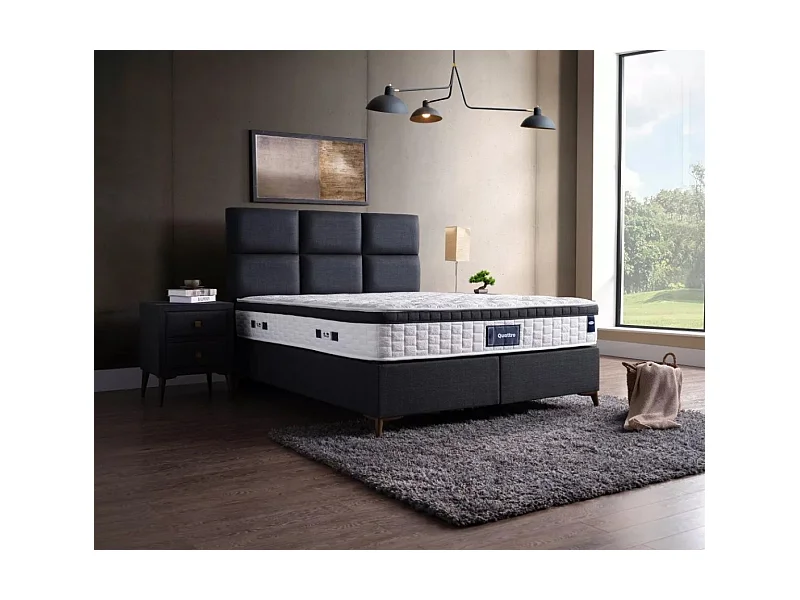 Lit Quattro /160x200/matelas inclus/revêtement tissu/anthracite