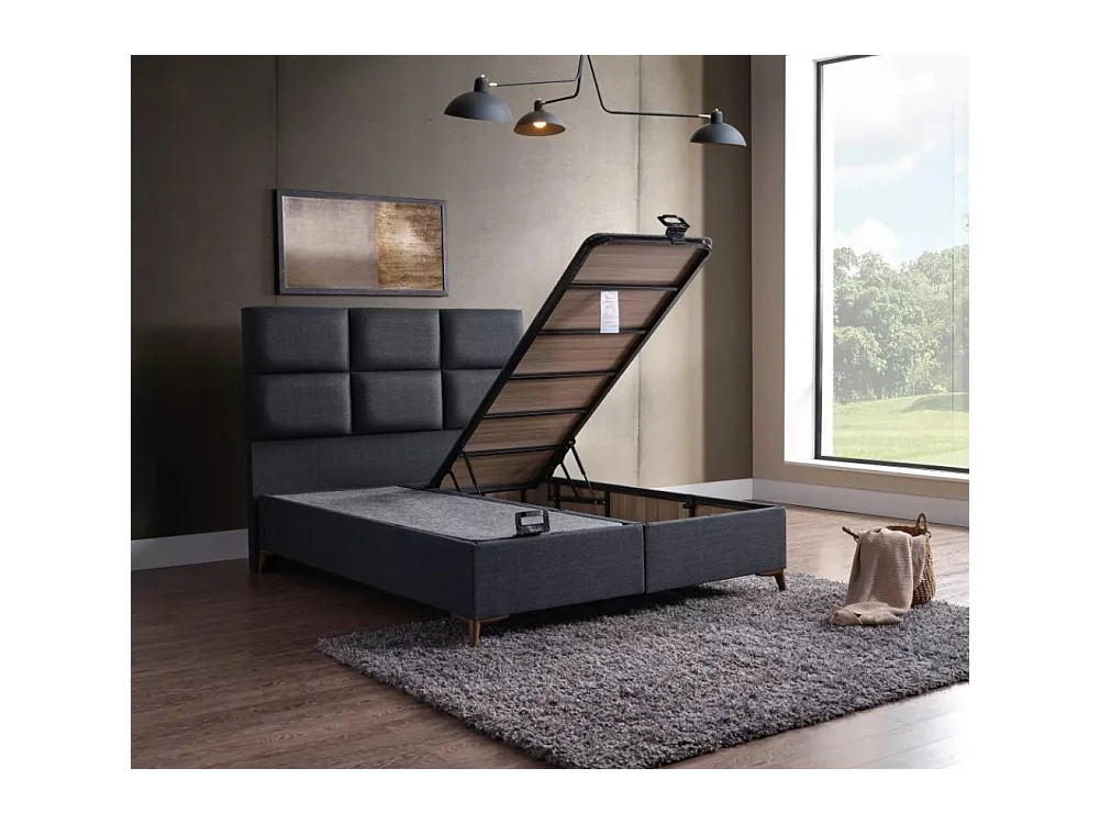 Bett Quattro /160x200/Matratze inklusive/Stoffbezug/Antrazit