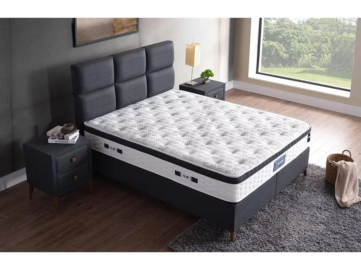 Letto Quattro /160x200/materasso incluso/rivestimento in tessuto/antracite