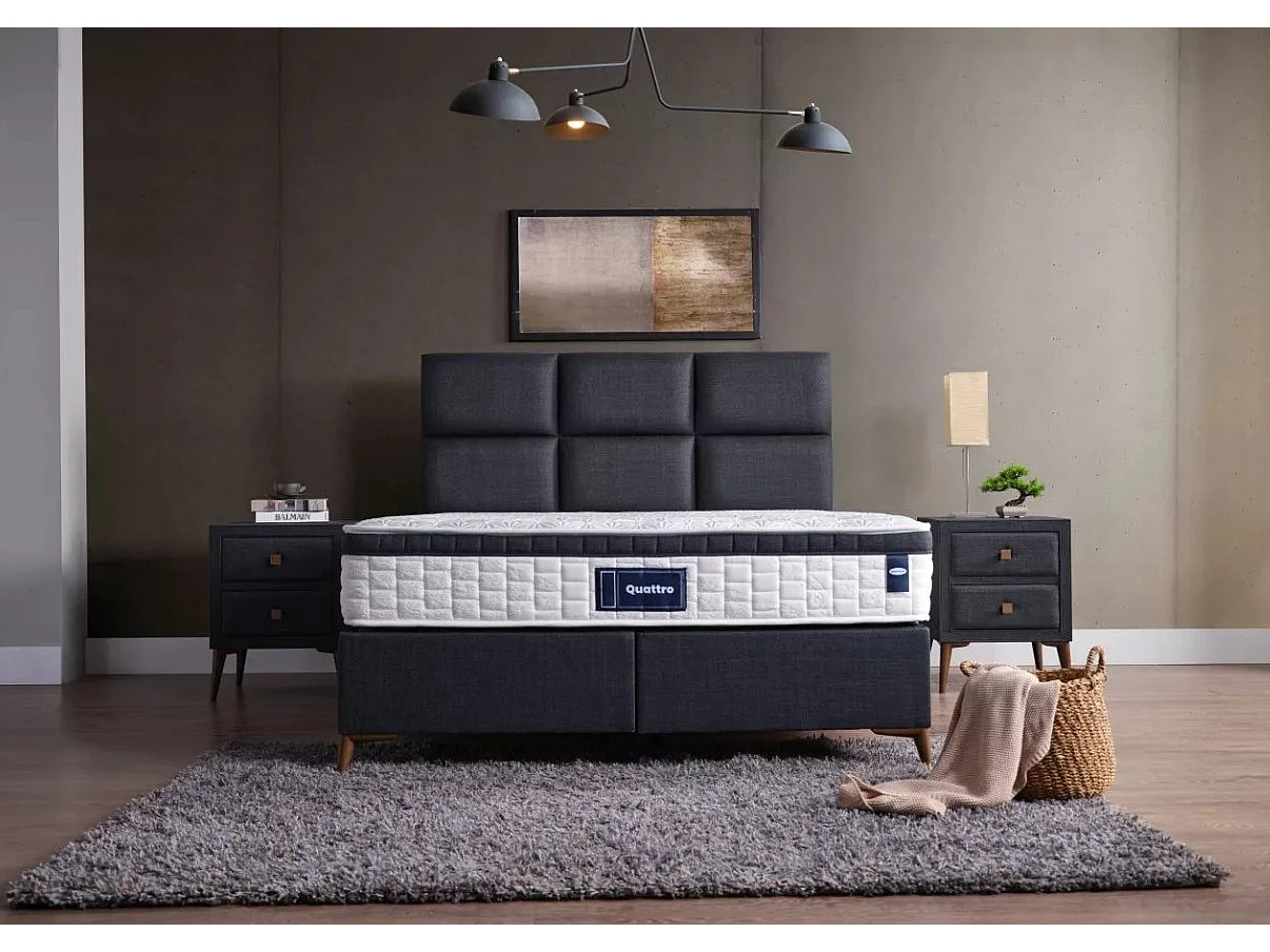 Letto Quattro /160x200/materasso incluso/rivestimento in tessuto/antracite