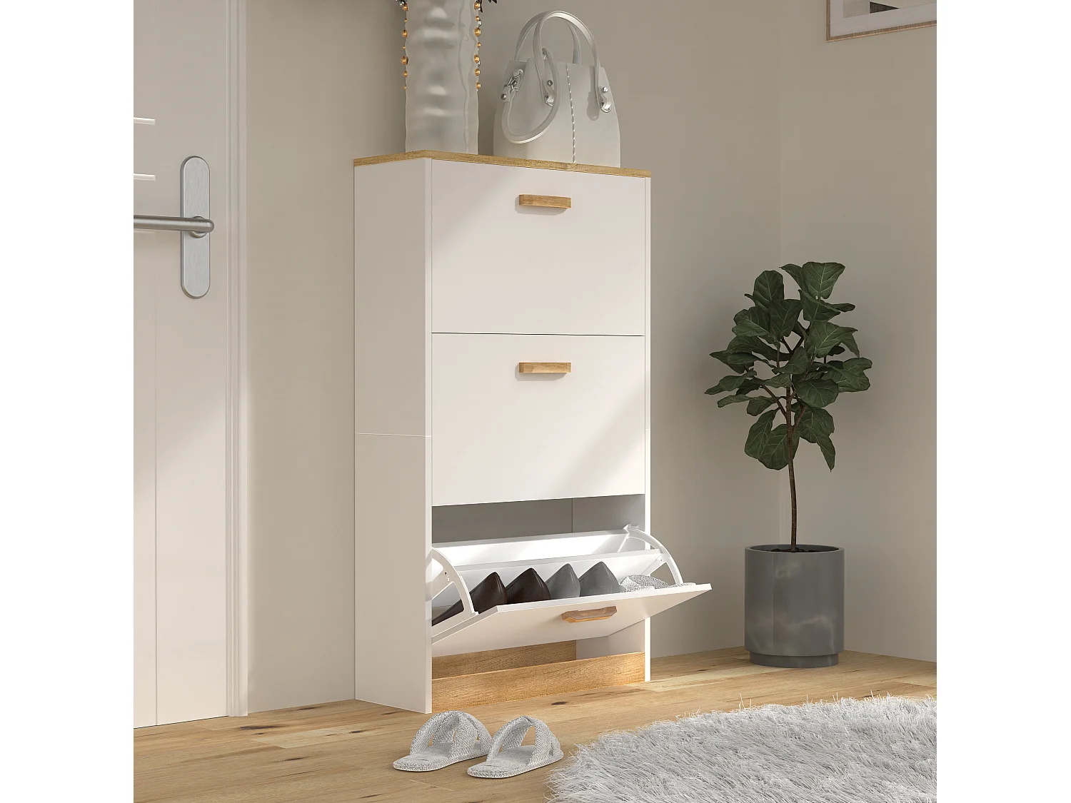 Holz Schuhregal Schuhschrank Schuhkipper Halom M